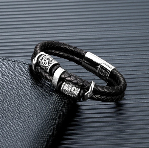 Bracciale pelle vichinga uomo