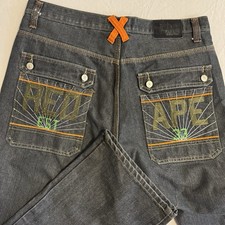 Jeans denim scimmia rosso Y2K