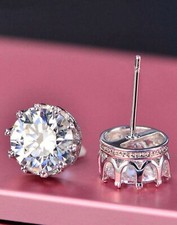 Orecchini da lobo Argento 925 Sterling Punto Luce Zircone tondo Varie Misure