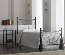 LETTO FERRO BATTUTO TULIPANO SINGOLO NERO GRAFITE