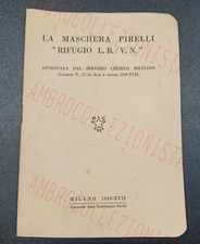 Manuale Maschera Antigas Pirelli Rifugio L.B. V.N. Milano 1939