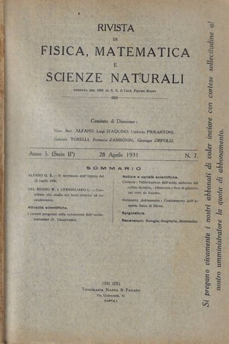 Rivista fisica matematica - rivista, di