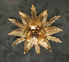 PLAFONIERA A 1 LUCE FERRO BATTUTO FOGLIA ORO COLL.PRE ART.PL126/1