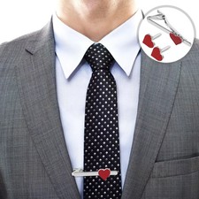  1 set di gemelli a forma di cuore, cravatte, gioielli, fermacravatte in lega,