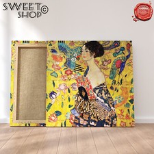 QUADRO DAMA CON VENTAGLIO KLIMT Stampa su Tela ALTA' QUALITA' ARREDO DEA SIBINA