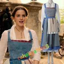 NEW Beauty and Beast Princess Belle Cosplay Dress Maid Costume Custom Made：a