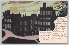 Castello di Warwick sul fiume Avon, Warwickshire Inghilterra, 1904 cartolina artistica a colori a mano