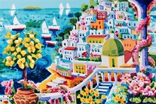 ATHOS FACCINCANI 40x60 serigrafia su cartone " La pianta di limoni a Positano "