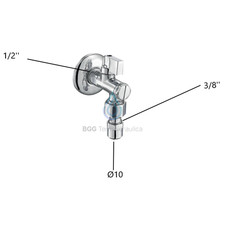 RUBINETTO SOTTOLAVABO A SFERA CON FILTRO E SNODO 1/2 X Ø10