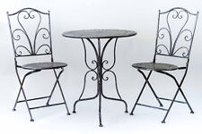 Set tavolino e 2 sedie STYLUS da esterno in ferro, sedie pieghevoli, nero antico
