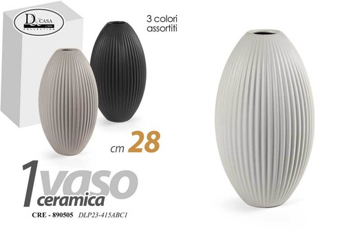 Vaso ceramica righe fiori - vaso,