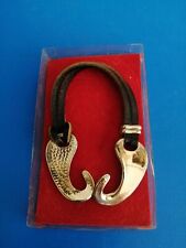 SFIZIOSO BRACCIALE A STRISCE DI CUOIO NERO ANNI '70 