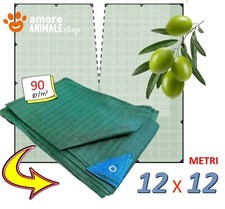 12x12 m RETE RACCOLTA OLIVE con APERTURA → 90 gr/m² Telo ANTISPINA CON OCCHIELLI
