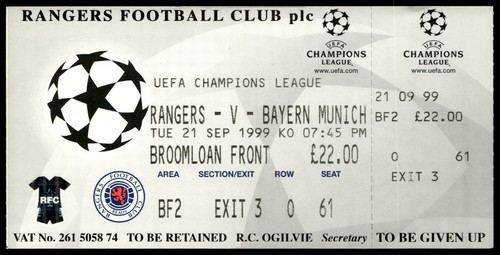 Biglietto 1999 rangers vs - biglietto, fc