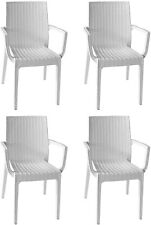 4 pezzi ARETA DAFNE Sedia con braccioli esterno in resina simil Rattan BIANCA
