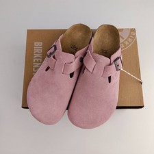 Zoccolo Birkenstock x Stussy Boston rosa polvere scamosciato unisex largo EU 37-45