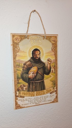 Targa legno santo bud spencer - santo,