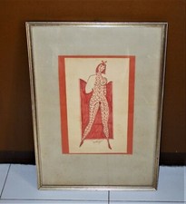 Quadro disegno UGO POZZO  Figura femminile 18x30 cm matita pennarello