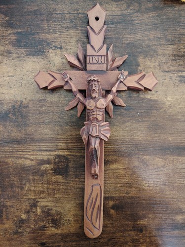 Crocifisso legno intagliato - legno,
