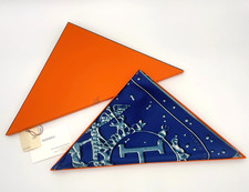 Sciarpa di seta marina originale Hermes Pointe VIF ARGENT con scatola BA100830