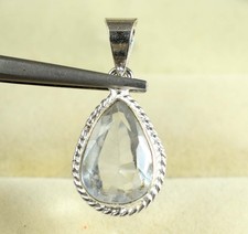 Ciondolo da uomo con pietra preziosa pera 11,60 ct zaffiro bianco naturale...