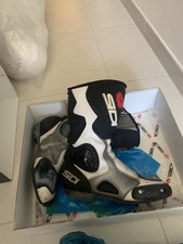 Stivali Stivaletto Moto Sportivo Pelle Pista Professionale Traspirante bianco