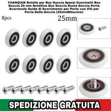 Rotelle x Box Doccia 8pz Cuscinetti Box Doccia 25 mm Rotelline x Porta Scorrevol