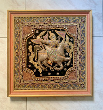 Arazzo birmano KALAGA - cm 46x46 cm incorniciato - condizioni ECCELLENTI