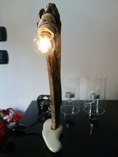 lampada arredo in legno e sasso