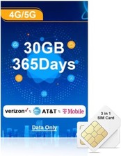 Scheda SIM 4G/5G LTE, scheda dati 30 GB 365 giorni supporto per AT&T, T-Mobile, Verizon