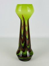 Vintage Vaso In Vetro Verde Arancione Modernariato Design Anni ‘60