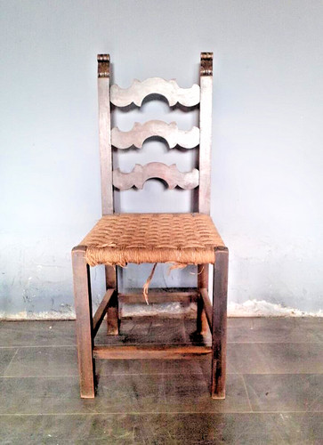 Sedia antica con paglia - ,