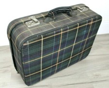 Antica Piccola Valigia di Cartone Ricoperta Stile a Quadri Vintage D'Epoca