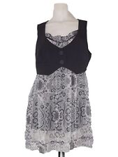 Promod Abito Vestito Donna Corta Nero Bianco Svasato Taglia 44 L Large Blusa