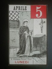 1898 SAN VINCENZO FERRERI - 5 APRILE - incisione originale -  DATI VITA AL RETRO