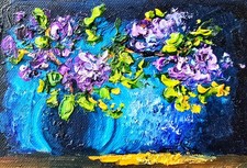Fiori lilla dipinto olio 15x10