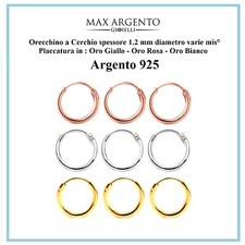 Orecchini Cerchio Argento 925  Oro - Rodio - Oro Rosa da 8 a 50 mm