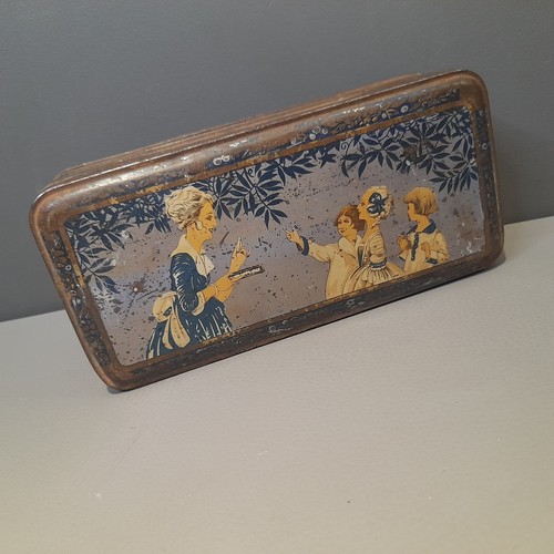 Vintage french tin candy box - french,
