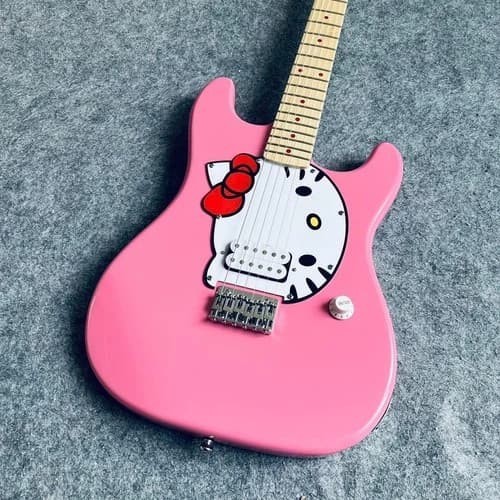 Chitarra elettrica gatto rosa