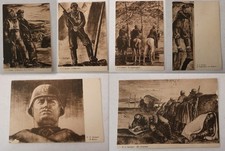6 cartoline illust. SANTAGATA Ass Naz Mutilati Invalidi Guerra: Duce Marinaio ..