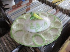 raro PIATTO PORTAUOVA -  porcellana decoro mano ITALIA ANNI 60