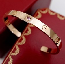 Bracciale Cartier Love aperto oro rosa zaffiro 18