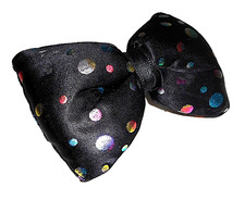 FIOCCO morbido nero con pois iridescenti anni 80 preppy fermaglio capelli pop
