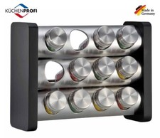 SUPPORTO PORTASPEZIE LEGNO E ACCIAIO CON 12 VASETTI CONTENITORI "KUCHENPROFI"