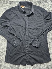 GIVENCHY Camicia nera ricamata stella manica lunga con bottoni taglia 16 3/4 42