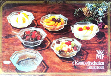 WMF 6 ciotole composte cristallo al piombo vetrina 1907 ciotola vetro mai usate rarità