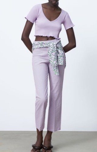 Zara lavanda gingham pantaloni - zara,