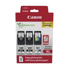 ORIGINAL Canon Value Pack nero / differenti colori PG-560XL+CL-561XL + 10x15 cm 
