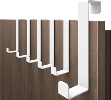 Appendiabiti Da Porta, Bianco - 6 X Acciaio Inox Attaccapanni - Gancio Porta Con