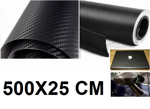 Adesivo carbonio nero 500cm - nero,